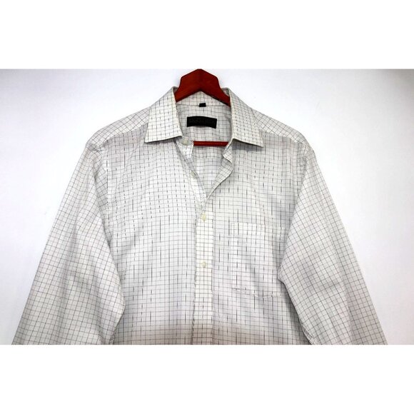 Donald J. Trump Signature Collection Mens White Check Long Sleeve Shirt Medium - Picture 3 of 10